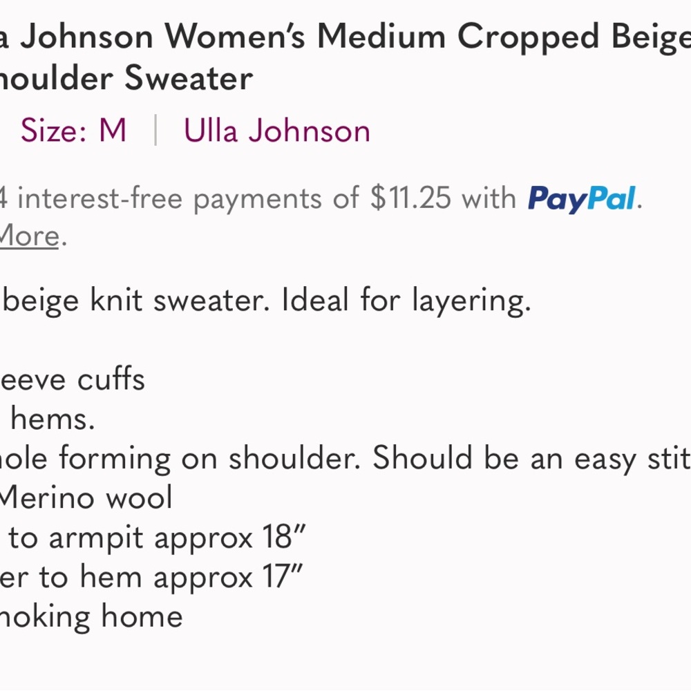 Ulla Johnson Cream Crew Neck Sweater - Picture 6 of 6